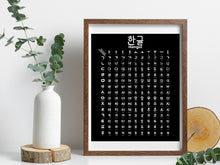Load image into Gallery viewer, Hangul Vowel Practice Poster in Black and White
