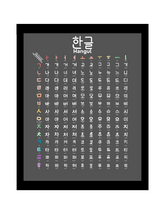 Load image into Gallery viewer, Hangul Vowel Practice Poster in Rainbow on Grey
