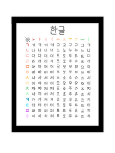 Hangul Vowel Practice Poster in Rainbow