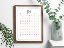 Load image into Gallery viewer, Hangul Vowel Practice Poster in Pink Hues
