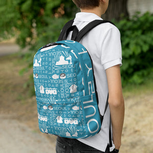 Seoul / 서울 Block Pattern (Blue) Backpack